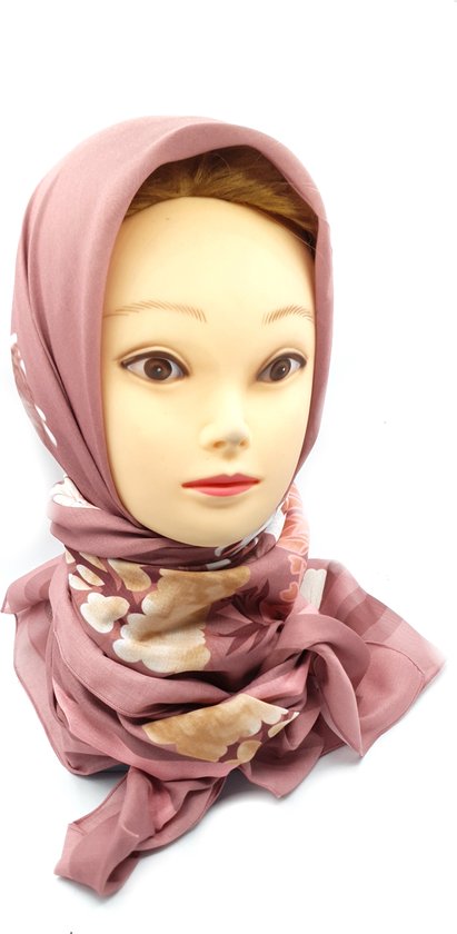 Mooie gebloemde Hoofddoek, vierkante hijab, scarf.