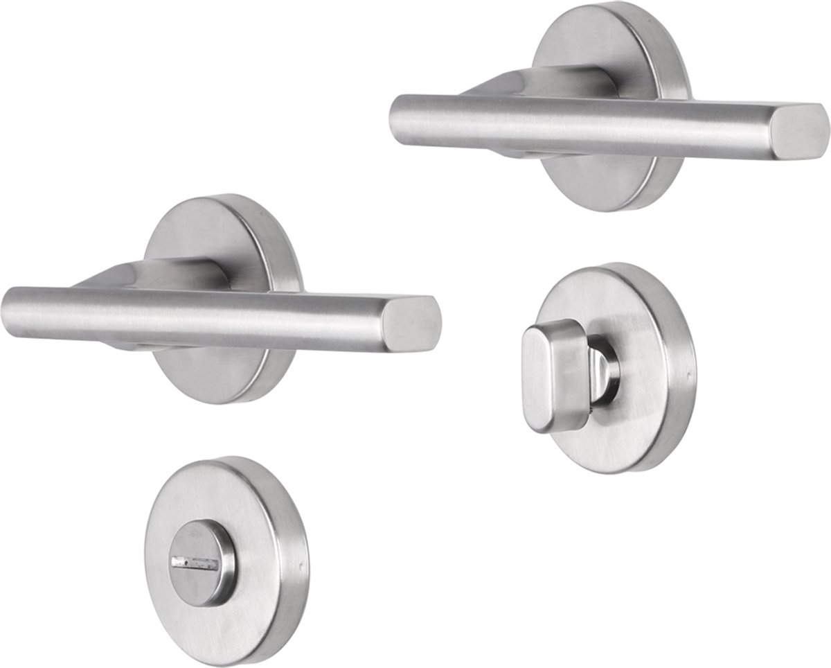 Deurkruk - Impresso Kirby - Voor binnen - Rond met rond Toiletrozet - RVS - 2 stuks