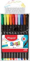 Graph'peps Classic fijnschrijver 0,4 mm - 10 assorti kleuren - in etui