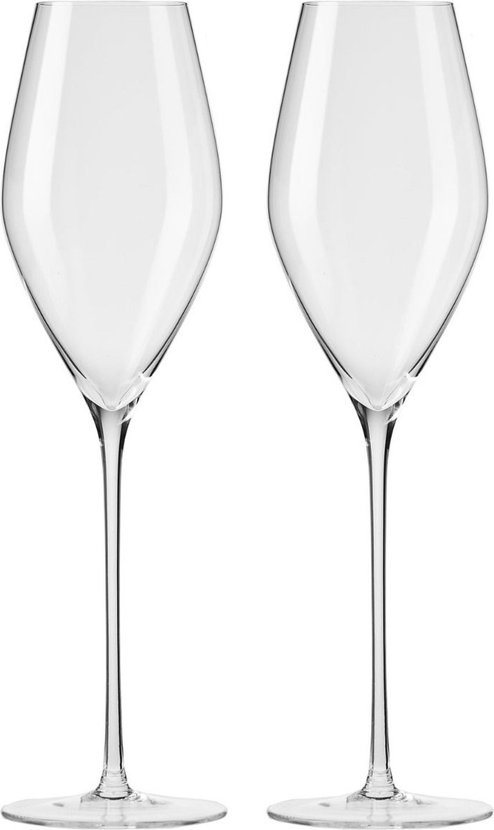 Champagneglas 270 ml - 2 st. - super skinny voet - handgemaakt - cadeau idee