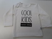 Woody Buttons- Basics - T-shirt lange mouw - Wit - Cool kids never sleep- 86/92