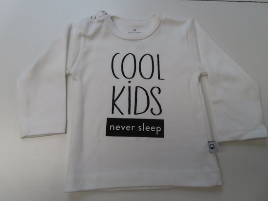 Wooden Buttons - Basics - Tshirt lange mouw - Wit - Cool Kids never sleep - 62/68