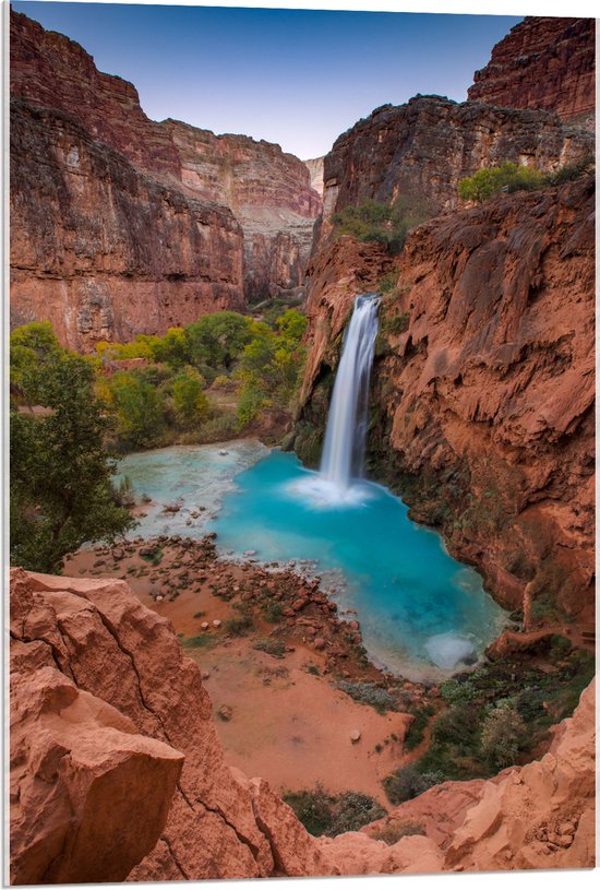 WallClassics - Acrylglas - Havasu Falls Waterval in de Grand Canyon - 60x90 cm Foto op Acrylglas (Wanddecoratie op Acrylaat)