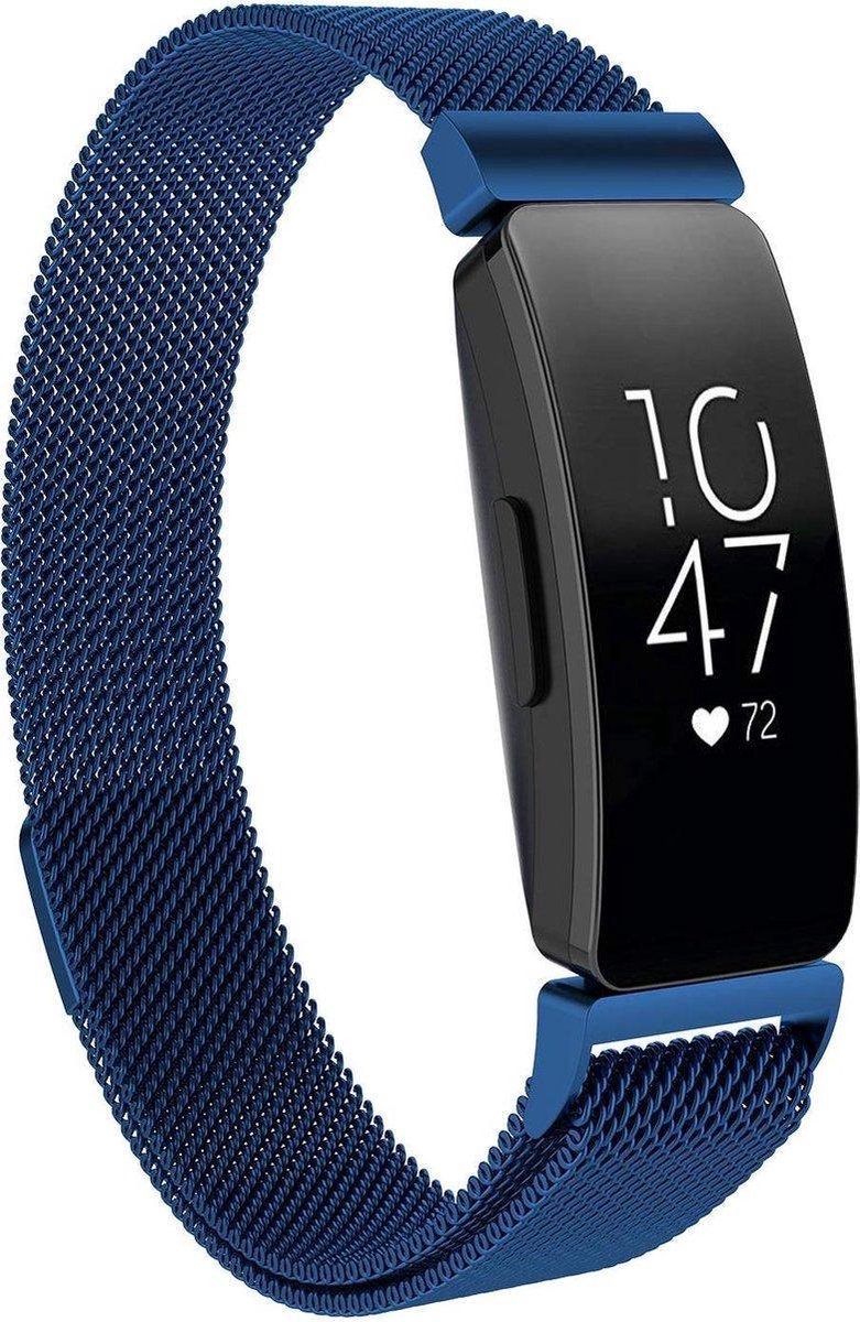 Bandje geschikt voor Fitbit Inspire 2 - Donkerblauw - Roestvrij Staal - Small