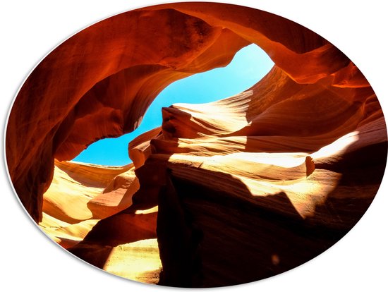 WallClassics - Plaque Ovale en Mousse PVC - Antelope Canyon - 68x51 cm Photo sur Ovale (Avec Système d'accrochage)