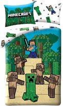 Minecraft Dekbedovertrek - Eenpersoons - 140 x 200cm + 70x90cm - Katoen
