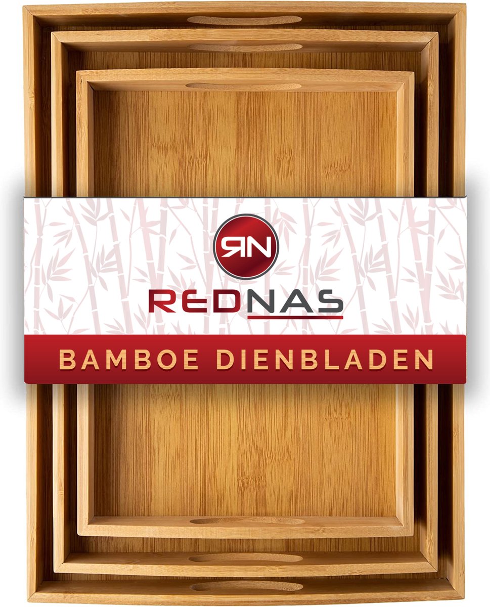 Rednas Dienblad - Rechthoek - 3delig - 100% Bamboe
