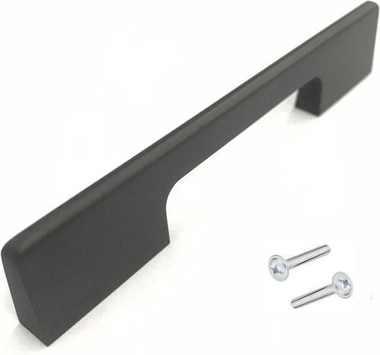 Handgreep / Keukengreep design Zwart 128 mm 10 Stuks - Design - Handgrepen voor deurtjes - Deurgreep - Meubelgreep - Handgreep Zwart- Keukengreep - handgrepen kast - kastknoppen - meubelgrepen - Aluminium - inclusief schroeven