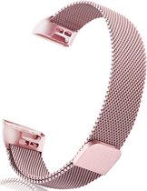 Rosé Bandje geschikt voor Fitbit Charge 3 / 4 - Milanees Horlogebandje