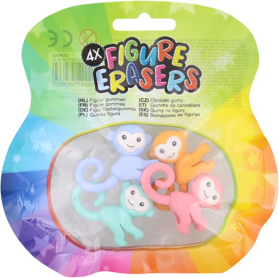 Figuurgummen - 4x Figure Erasers div. kleuren en varianten - Figure Erasers