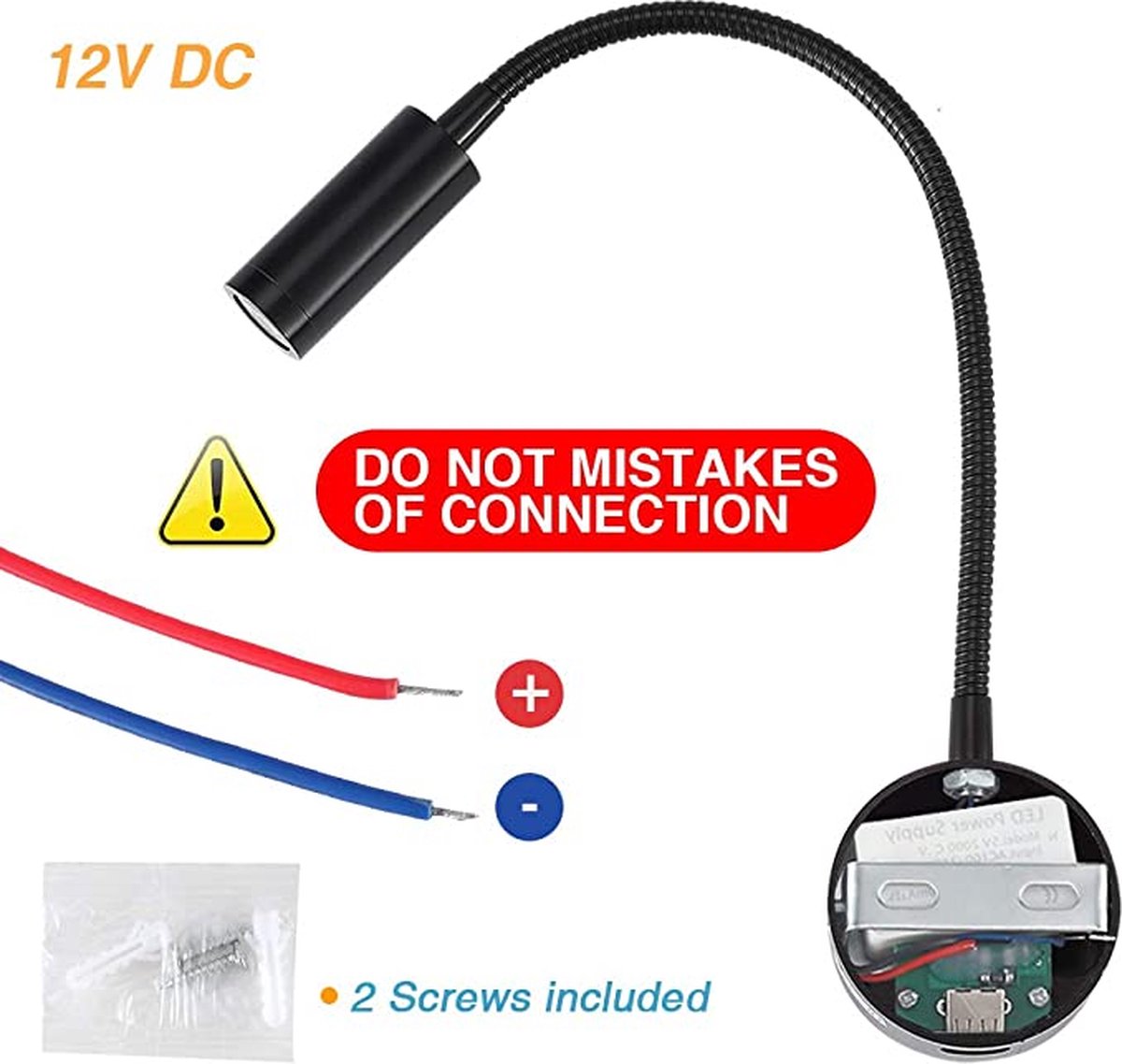 Obeaming 12V dimbaar leeslampje, camper boot nachtkastje leeslamp, LED spot voor camper bestelwagen vrachtwagen cararvan, 24V uitgerust USB-oplader & blauw nachtlampje, Nikkel afwerking