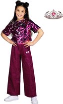 K3 verkleedpak Glitter - pak - verkleedkleding jurk - mt 6-8 jaar + kroontje