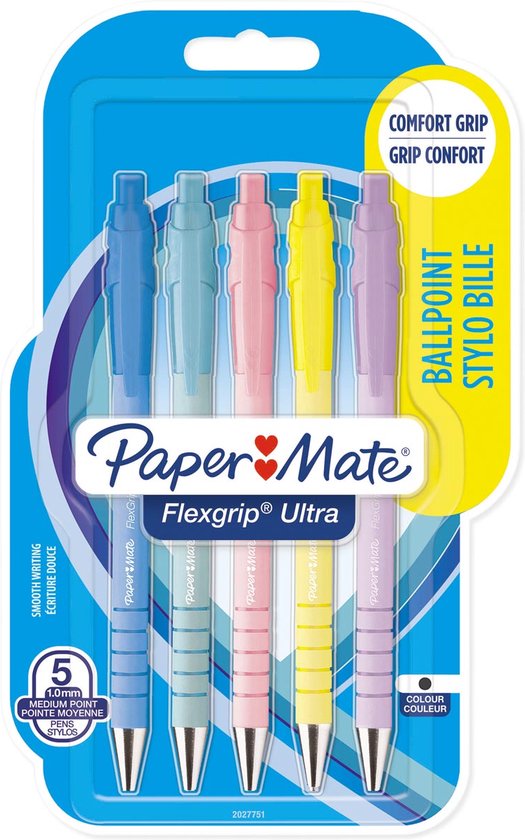 Paper Mate Flexgrip Ultra Stick-Kugelschreiber Medium 12 Stücke (Blau, 12x