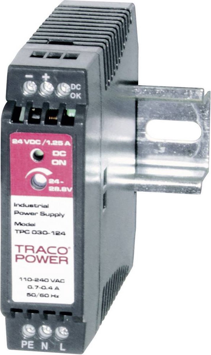 TracoPower TPC 030-124 DIN-rail netvoeding 24 V/DC 1.25 A 30 W Aantal uitgangen:1 x Inhoud 1 stuk(s)
