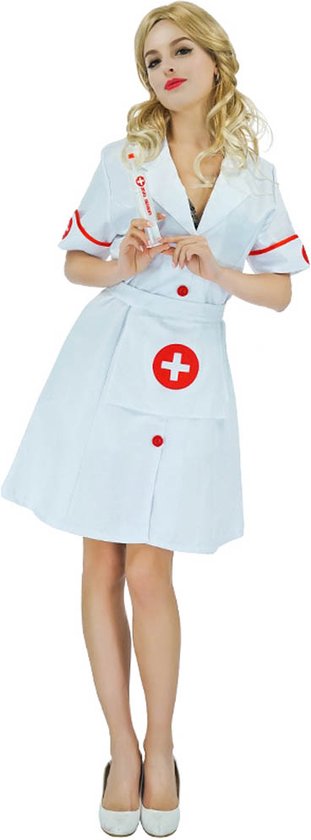 Zuster pakje dames - Verpleegster outfit - Jurkje - Carnavalskleding - Carnaval kostuum dames - Maat S
