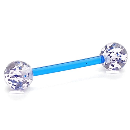 Glitter Blauw - Tong Piercing