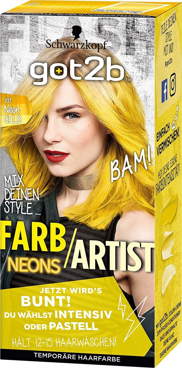 Schwarzkopf Got2b Colour / Artist Hair Colour 107 Neon Yellow 80 ml