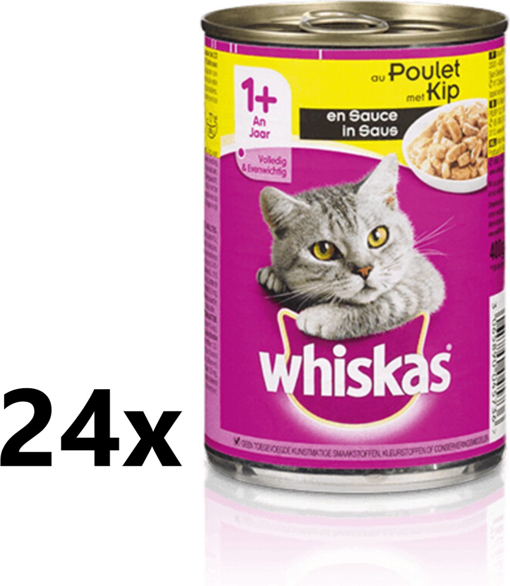 Whiskas Whiskas - Kattenvoer - Blik - Adult - Brokjes in Saus - Kip - 24x400g
