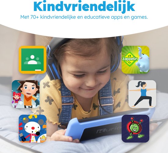 Kurio Tab Lite 2 – Veilig Kindertablet – Ouderlijk toezicht - 100% Kids Proof - 7 inch – 16 GB – Android 10 GO – Blauw - Kurio