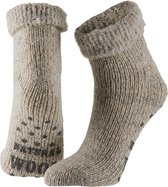 Wollen huis sokken anti-slip voor kinderen beige maat 31-34