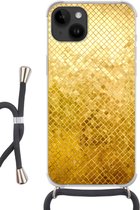 Geschikt voorApple Iphone 14 - Crossbody Case - Goud - Design - Abstract - Siliconen - Crossbody - Backcover met Koord - Telefoonhoesje met koord - Hoesje met touw