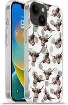 Geschikt voorApple Iphone 14 - Softcase hoesje - Koe - Schotse hooglander - Dieren - Siliconen Telefoonhoesje