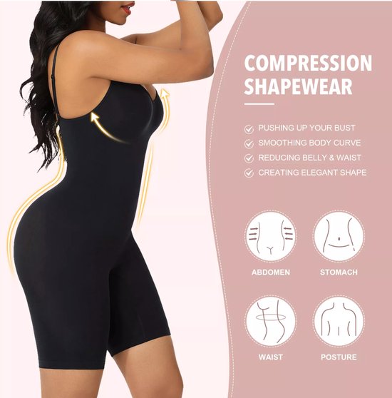 Sculpting Bodysuit Shapewear Seamless Mid Thigh zwart XL/XXL