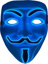 Masque LED Shutterlight® Vendetta - Blauw - Halloween - Festival - Anonyme Masque taille M/L