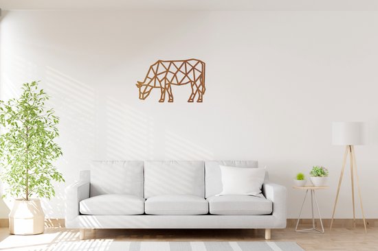 Warm - Geometrische Koe - Wanddecoratie - Lasergesneden - Geometrische dieren en vormen - Houten dieren - Muurdecoratie - Line art - Wall art