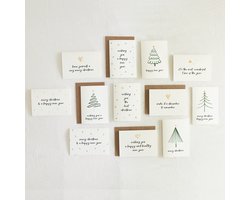 12x hippe gekleurde kerstkaarten (A6 formaat) - kerst kaarten om te versturen - kaartenset - kaartjes blanco - kaartjes met tekst - Luxe kerstkaarten