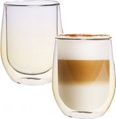 Gele Dubbelwandige Koffieglazen - Dubbelwandige Theeglazen - Cappuccino Glazen - 300ML - Set Van 2