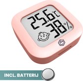 Ease Electronicz Hygrometer roze - Weerstation - Luchtvochtigheidsmeter - Thermometer Voor Binnen - Incl. Batterij en plakstrip