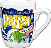 Verjaardag - Cartoon Mok - Voor de allerliefste Papa ter wereld -  In cadeauverpakking met gekleurd lint