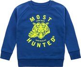 Most Hunted - kinder sweater - tijger - blauw - fluor geel - maat 110/116