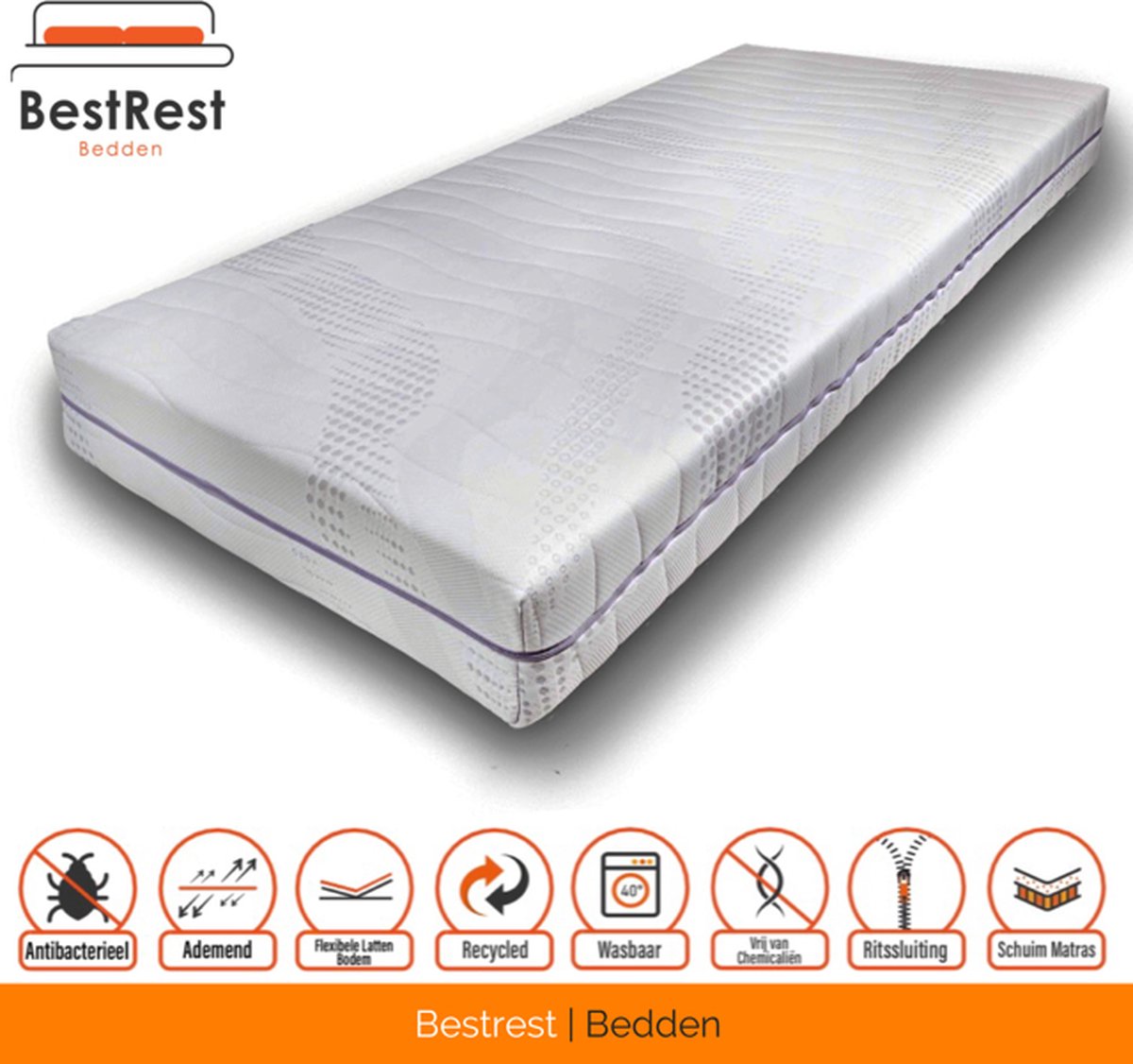 Pocketvering Matras Traagschuim - Matras Traagschuim - 25cm dik - Cooltouch Ventilerende tijk - Afdeklaag Traagschuim - 120x200cm