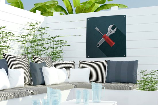 Posters de jardin Illustration d'outils pour enfants - 50x50 cm - Toile de jardin - Affiche d'extérieur