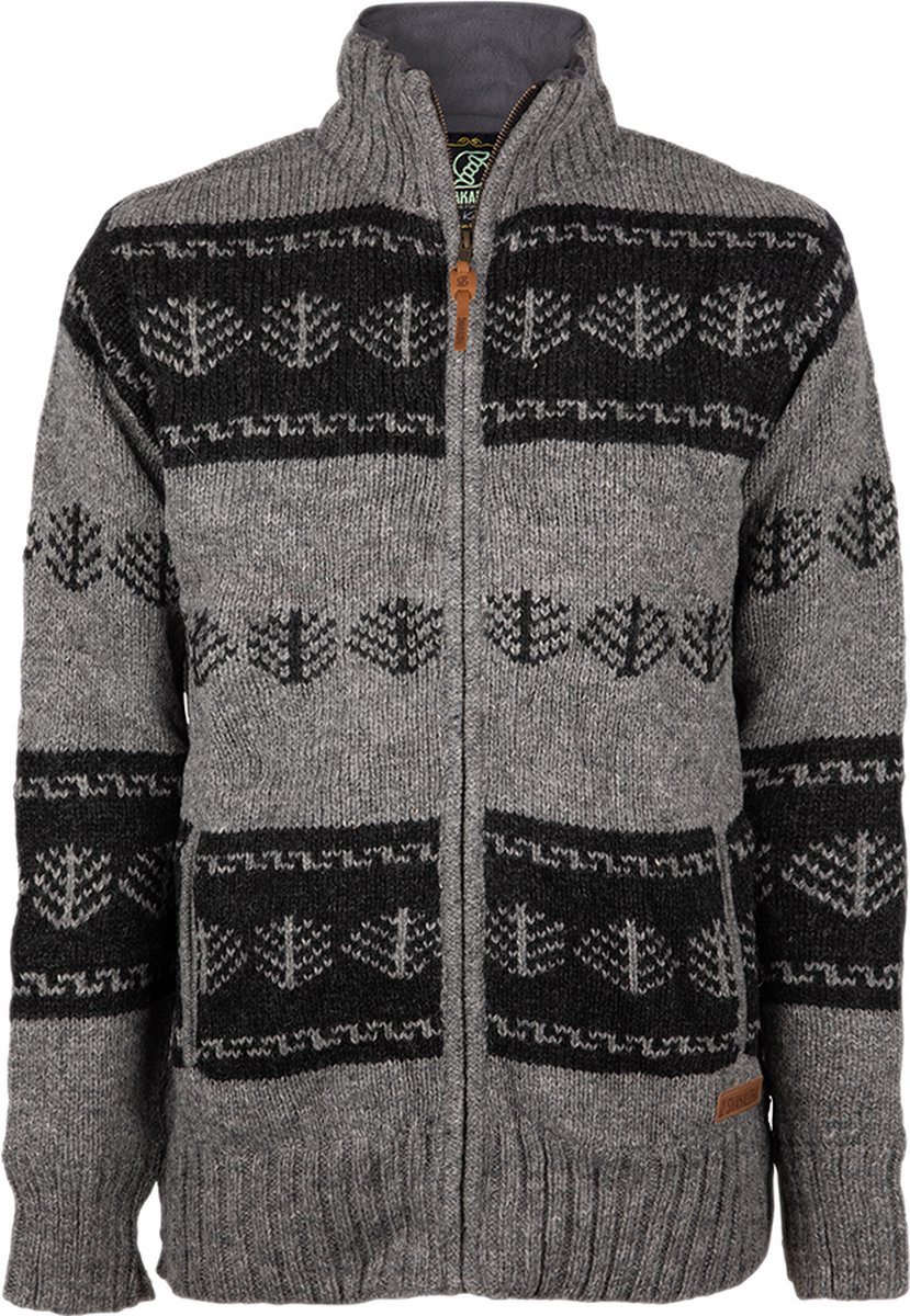 Gebreid Wollen Heren/Uni Vest van Schapenwol met Polyester Fleece voering en hoge kraag SHAKALOHA Pine Grijs