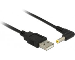 USB-A (m) - DC plug 4,0 x 1,7mm (m) kabel - haaks / zwart - 1,5 meter