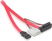 DeLOCK Slim SATA haaks (v), SATA data (v), met Molex voeding (m) kabel / SATA600, 6 Gbit/s, 0,3 meter, rood