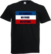 T-shirt no farmers - no food - no future - boerenprotest - omgekeerde nederlandse vlag - maat L