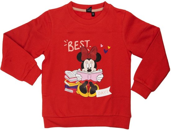 Disney Minnie Mouse Sweater / Sweatshirt - Best Days - Katoen - Rood - Maat 110/116