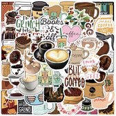 Koffie Stickers 50 Stuks | Koffiebonen Stickers | Thema Koffie | Laptop Stickers | Decoratie | Stickers Kinderen | Stickers Volwassenen | Stickervellen | Plakstickers | Koffer Stickers | Stickers Bullet Journal | Planner Stickers