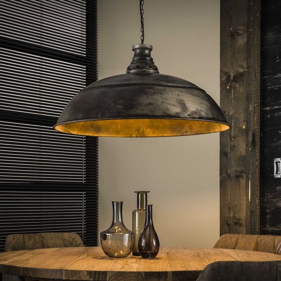 Hanglamp industry | 1 lichts | oud zilver | metaal | Ø 80 cm | in hoogte verstelbaar tot 150 cm | eetkamer / eettafel lamp | modern / industrieel / robuust design