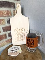 Creaties van Hier - serveerplankje - dad met bierpul pa's bier met onderzetter papa's biertje- 35 cm - hout