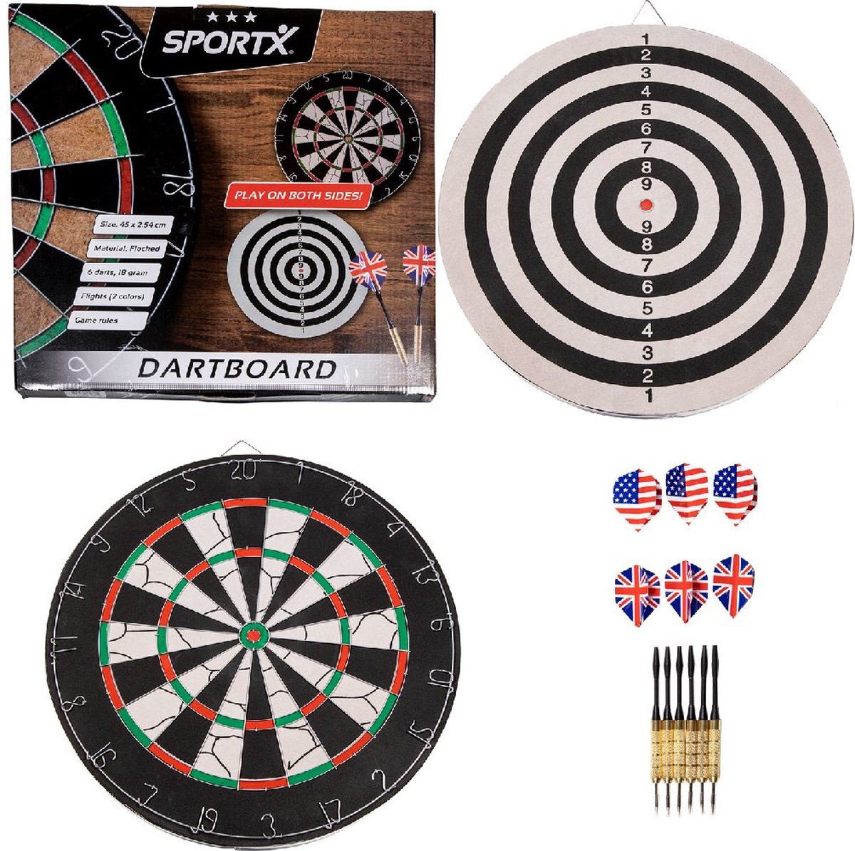 SportX - Dartbord met 6 Pijlen