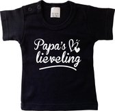 Kinder - t-shirt - Papa's lieveling - maat: 68 - kleur: zwart - 1 stuks - papa - vader - kinderkleding - shirt - baby kleding - kinderkleding jongens - kinderkleding meisjes