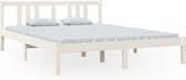 Cadre de lit vidaXL en pin Massief - 150 x 200 cm - Wit - Moderne - Lit en bois - Lit King size - Lit double - Wit