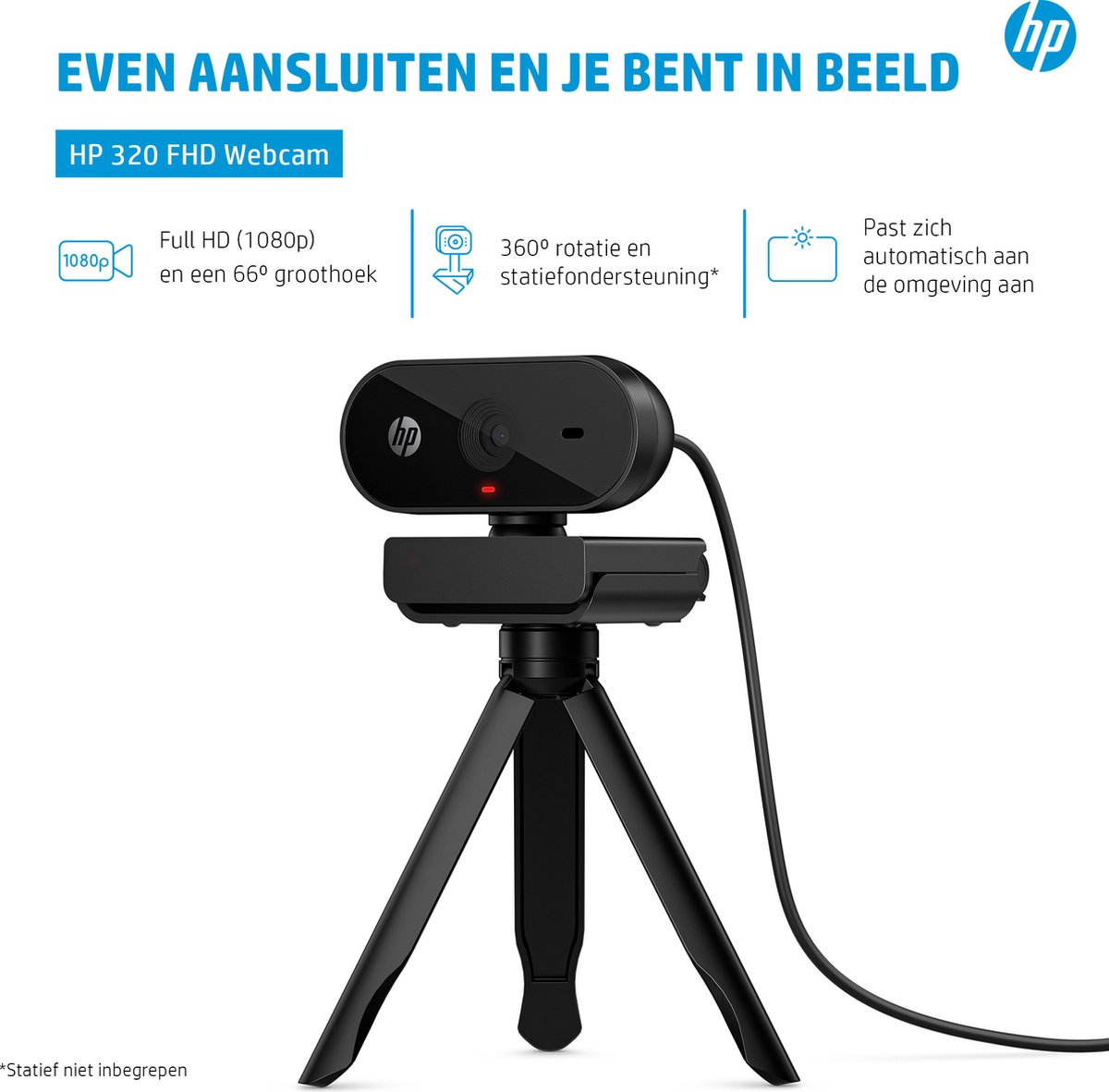 HP 320 - Webcam - Full HD - Zwart