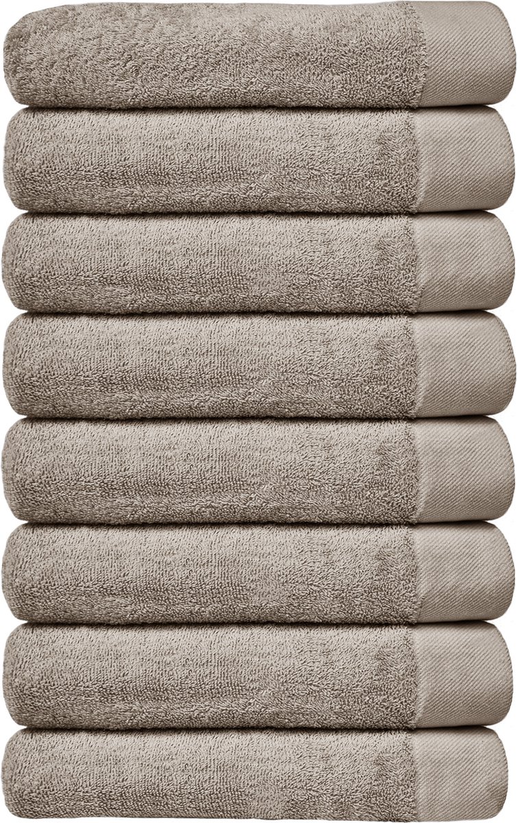 HOOMstyle Handdoeken Set - 50x100cm - 8 stuks - Hotelkwaliteit - 100% Katoen 650gr - Taupe