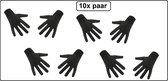 10x Paire de gants courts en coton de luxe noir taille L/XL - Sinterklaas party Pieten gant hiver